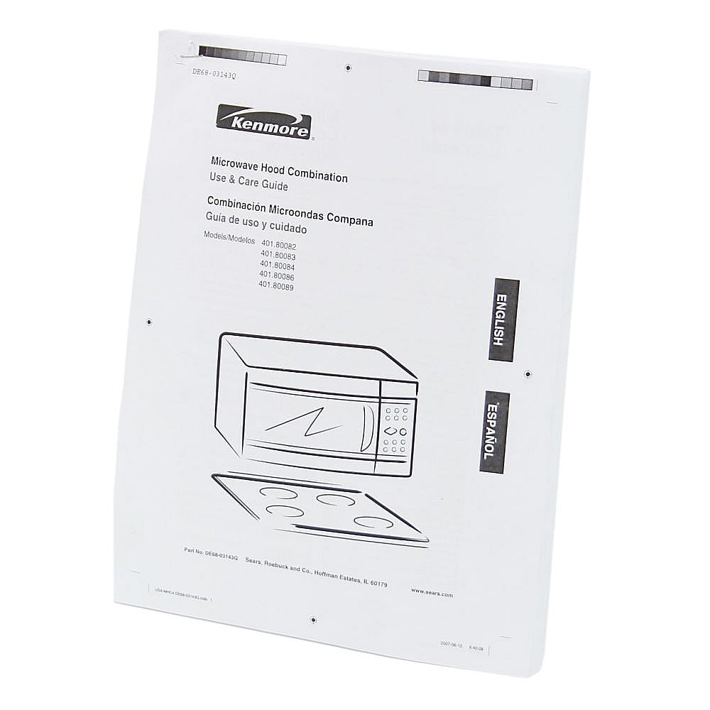 Part #de68-03143Q, Microwave/hood Owners Manual / 11.00 x 8.37 x 0.12