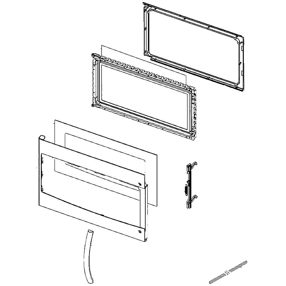 Photo of Samsung Part #de94-03159B, Microwave Door Assembly | 33.27 x 18.86 x 6.89 from Repair Parts Direct