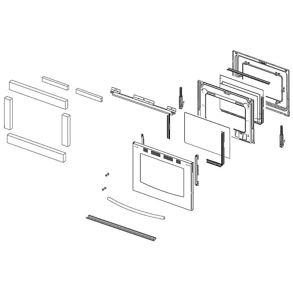 Part #dg94-00940D, Samsung Range Oven Door Assembly / 35.04 x 29.13 x 10.63