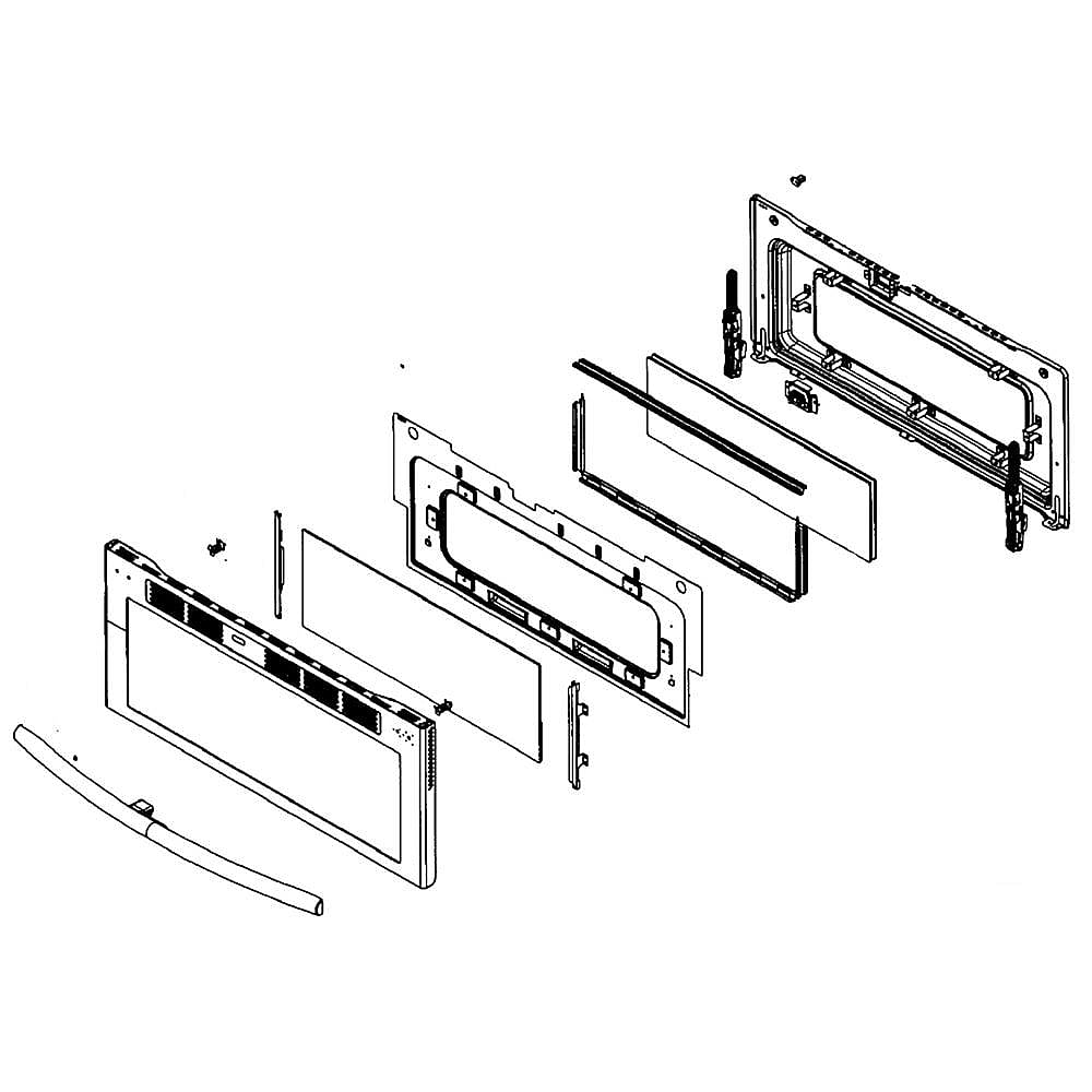 Part #dg94-01141A, Range Oven Door Assembly, Upper / 35.24 x 24.41 x 6.10