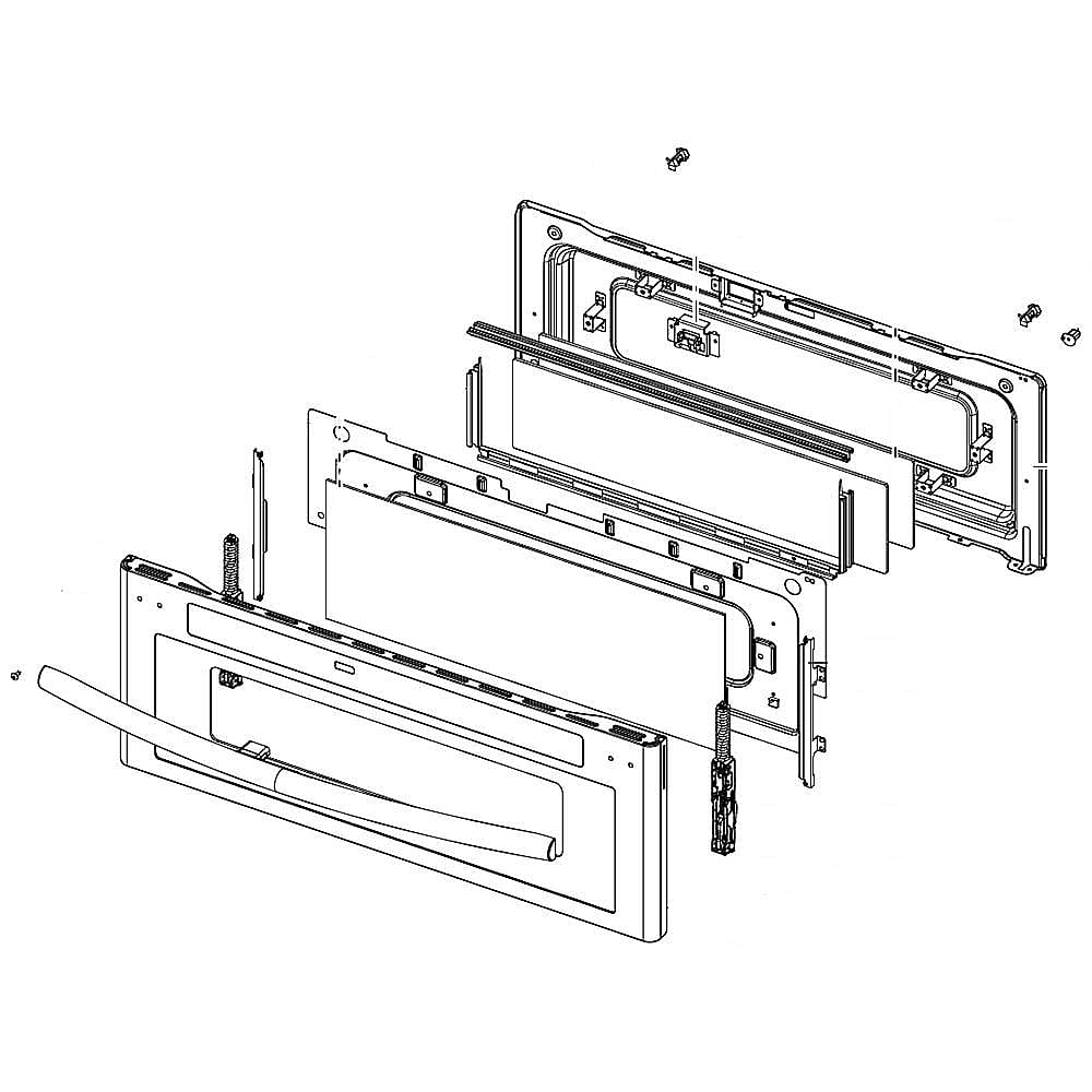 Part #dg94-01281B, Samsung Range Upper Oven Door Assembly / 9.37 x 16.69 x 32.83