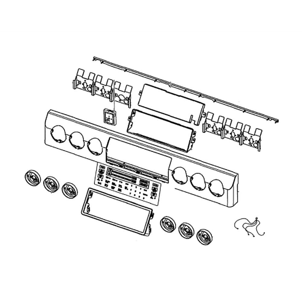 Part #dg94-02619A, Range Control Panel Assembly / 33.86 x 9.45 x 6.69