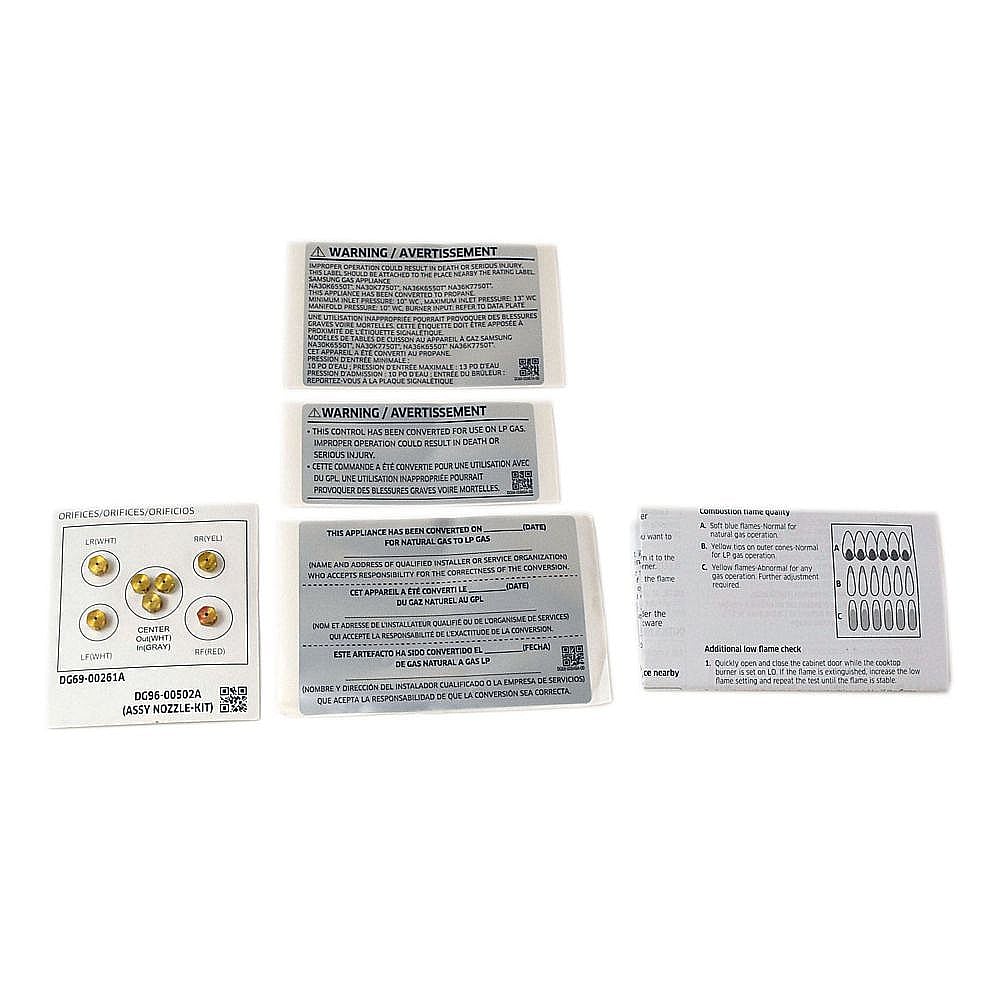 Part #dg96-00502A, Cooktop Lp Conversion Kit / 4.72 x 3.15 x 0.08