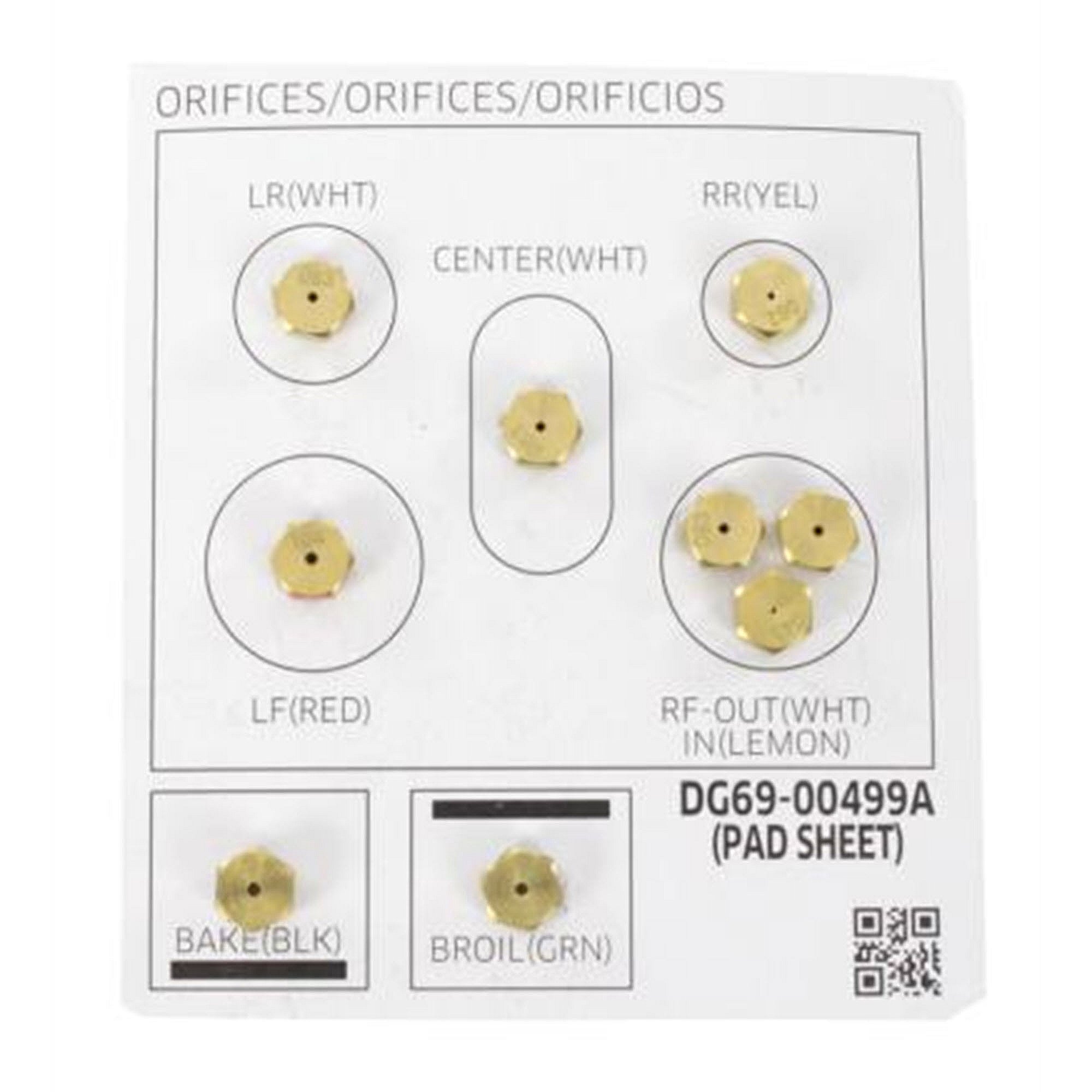 Part #dg96-00823A, Range Surface Burner Orifice Set