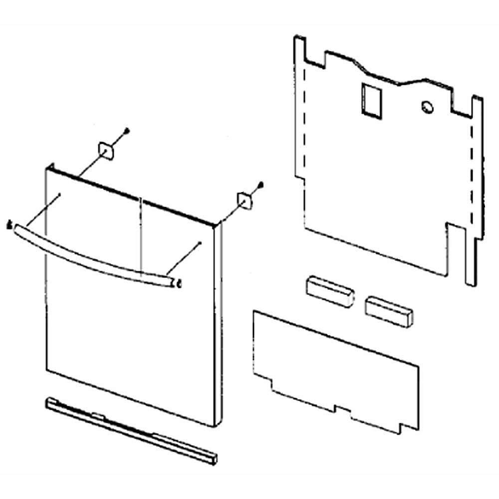 Part #dd82-01325A, Dishwasher Door Outer Panel Assembly / 29.53 x 23.62 x 2.36