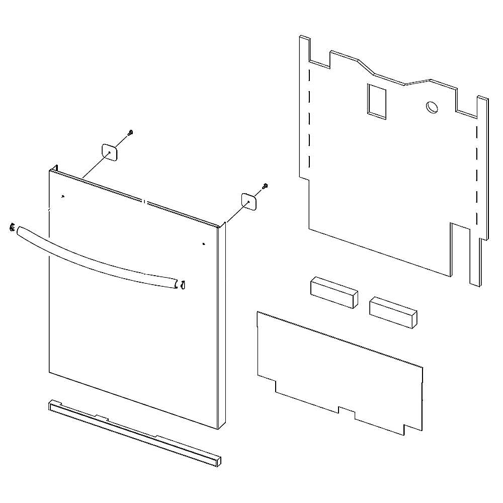 Part #dd82-01325B, Dishwasher Door Outer Panel Assembly / 29.53 x 23.62 x 2.36