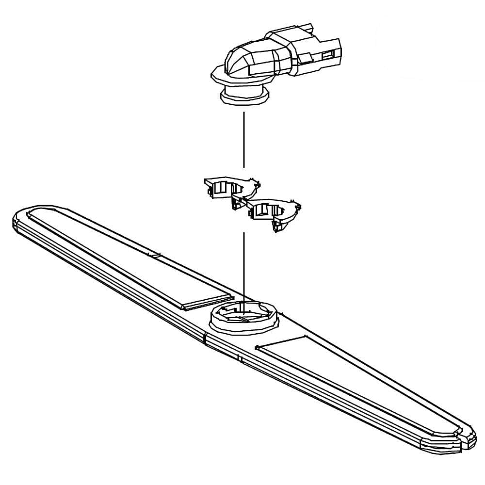 Part #dd82-01421A, Dishwasher Spray Arm Assembly, Upper / 12.20 x 1.34 x 0.51
