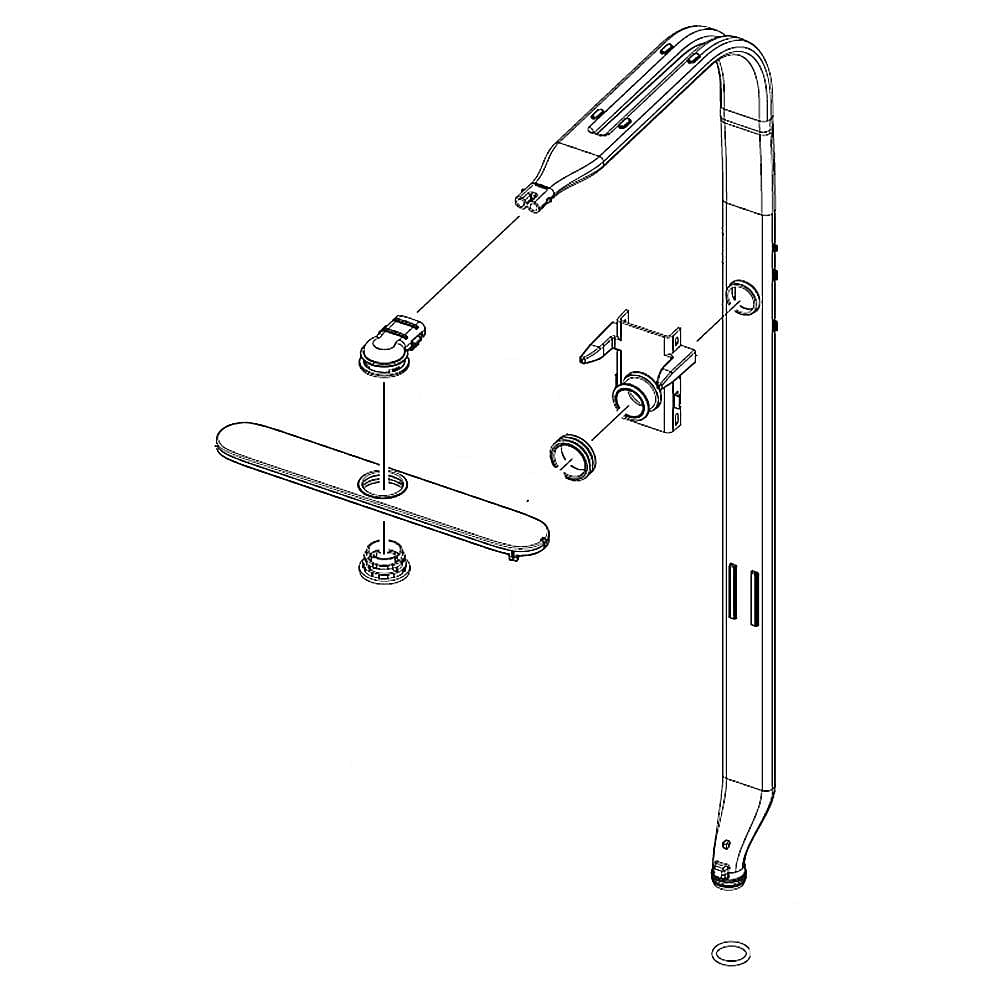 Part #dd97-00184A, Dishwasher Water Feed Tube And Spinner Assembly / 28.74 x 19.02 x 4.25