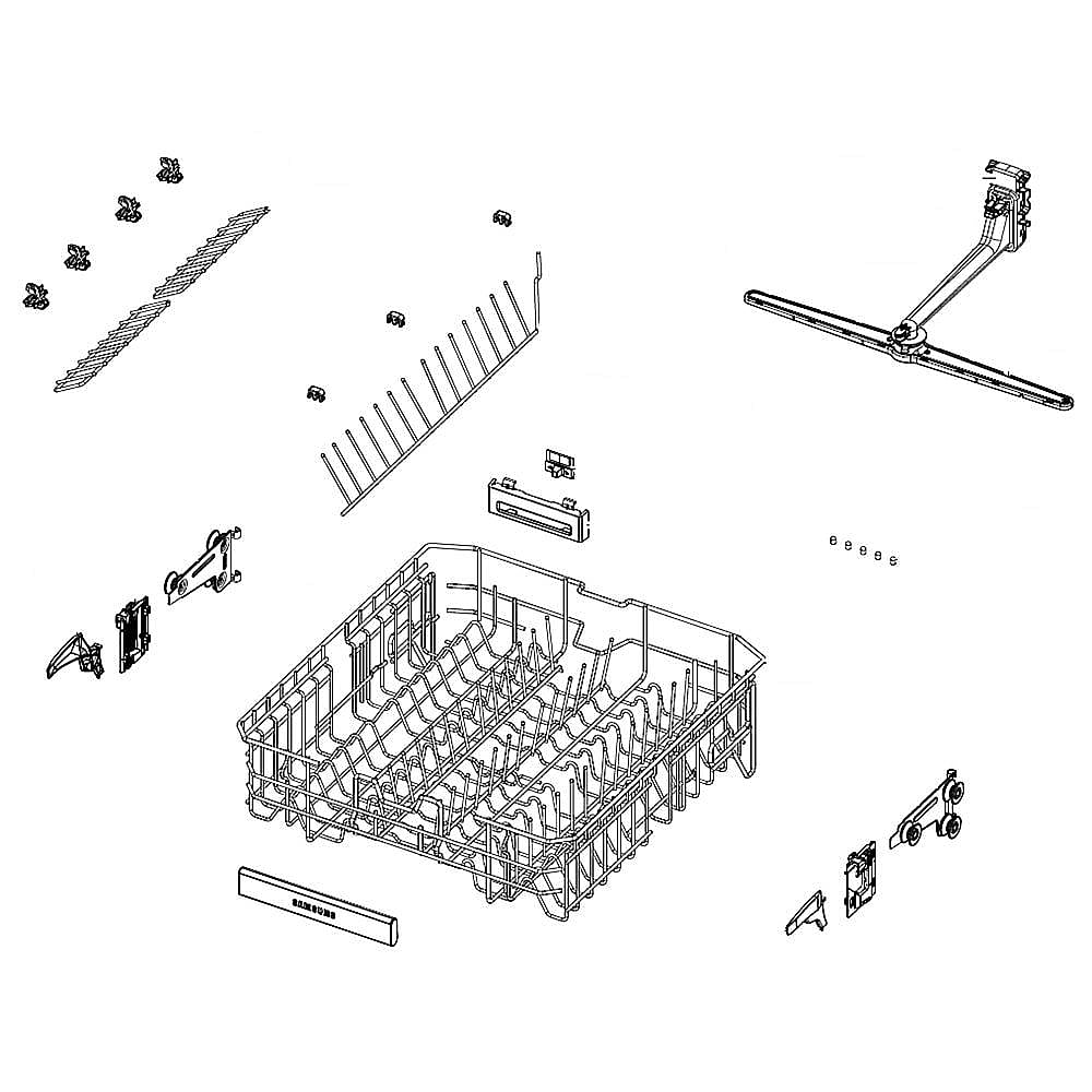 Part #dd97-00605C, Dishwasher Dishrack Assembly, Center