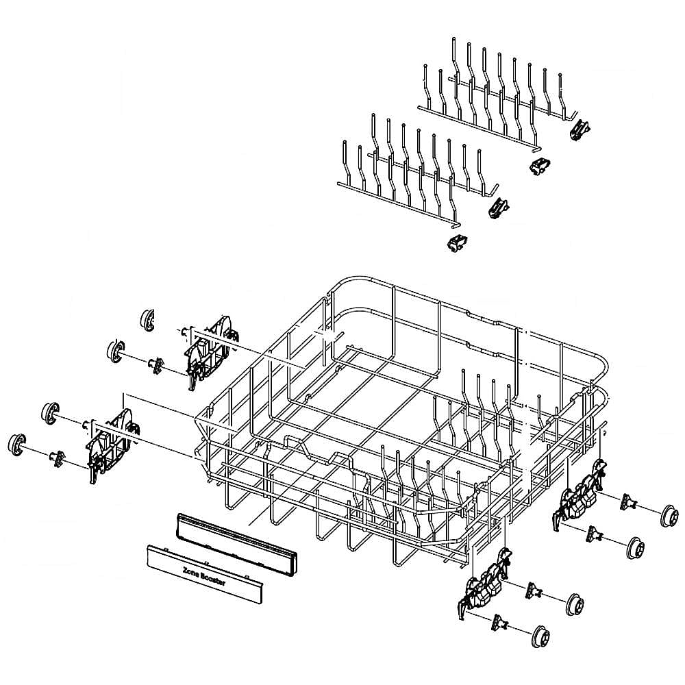 Part #dd97-00606A, Dishwasher Dishrack Assembly, Lower