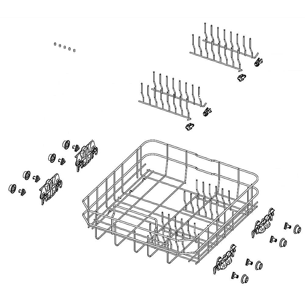 Part #dd97-00651A, Dishwasher Dishrack Assembly, Lower