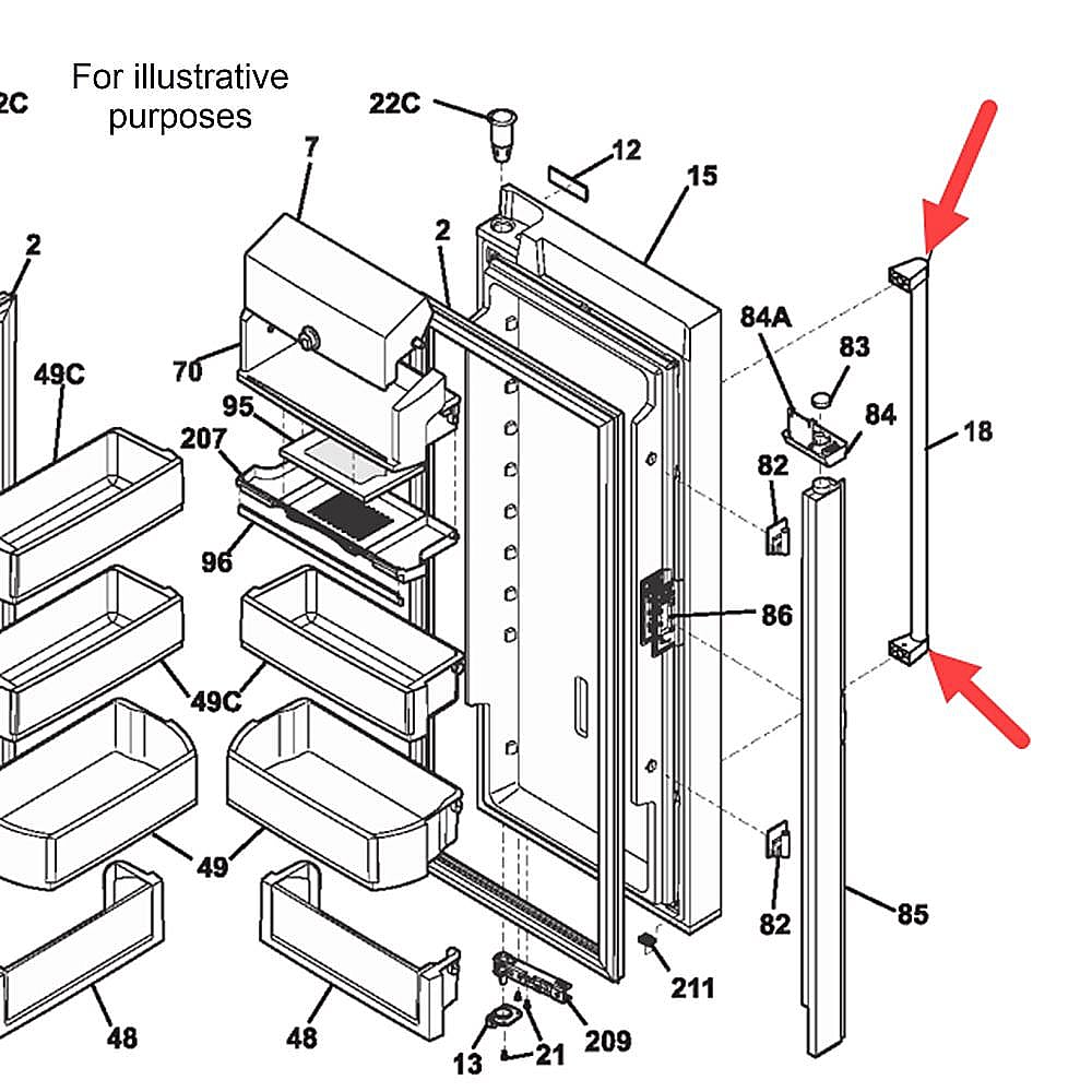 GE Part #053663-000, Viking Ran Handle End Cap L/r