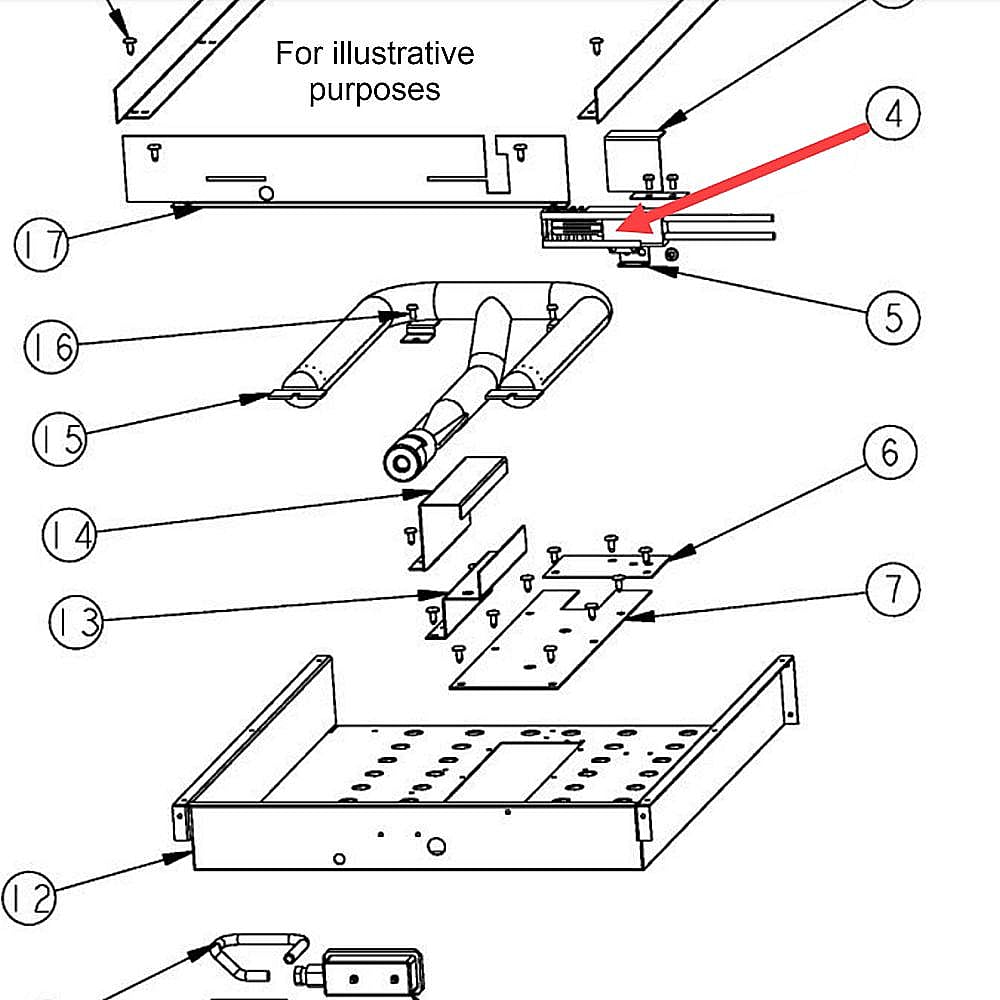 GE Part #065650-000, Viking Ran Ignitor, Flat, Hot Surface