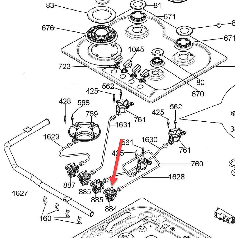 Part #502174, Bertazzoni Gas Valve By Pass 029+Micro