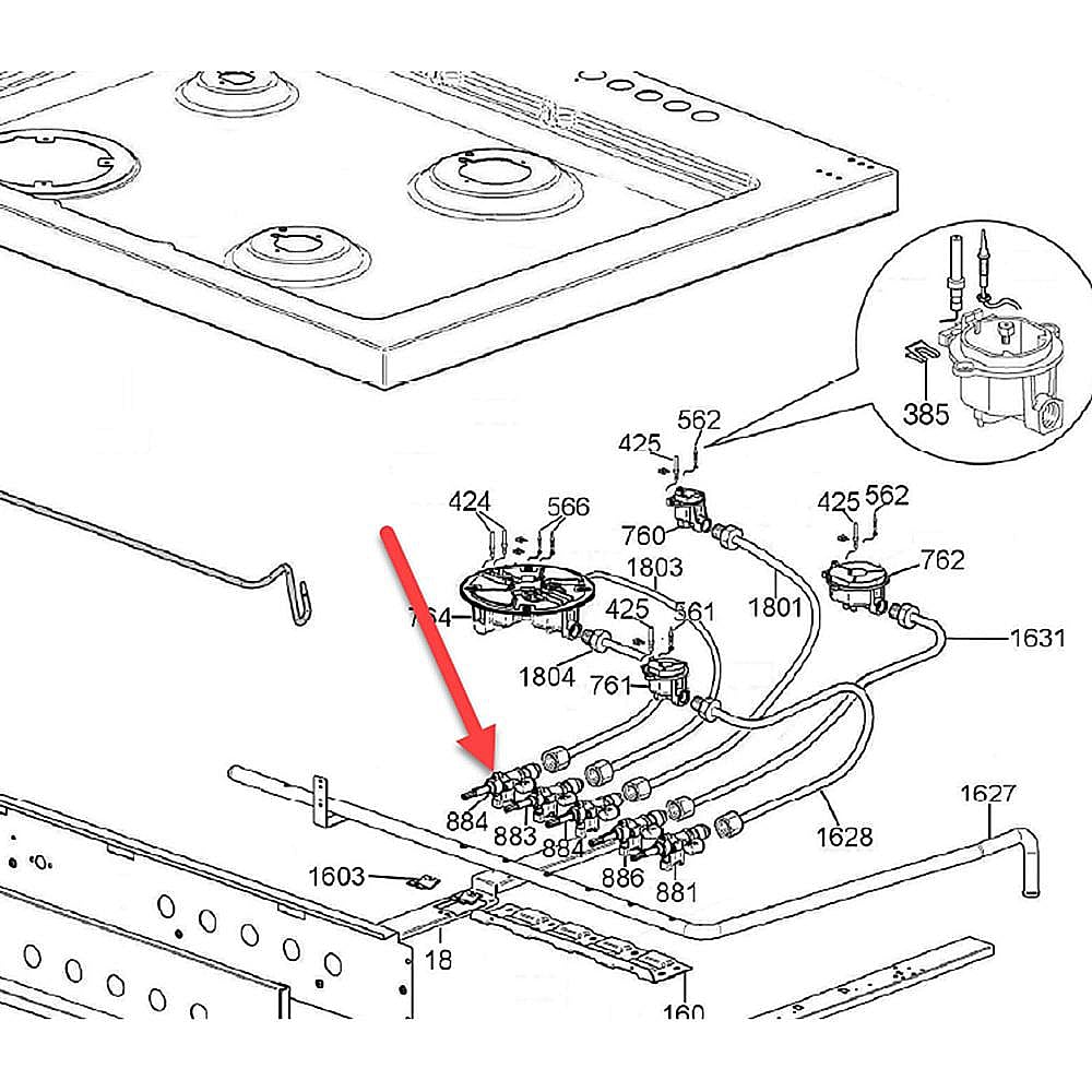 Part #502179, Bertazzoni Gas Valve By Pass 029
