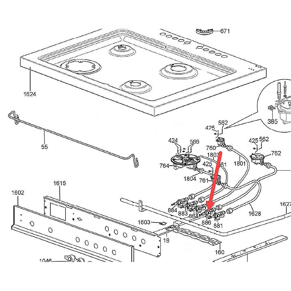 Part #502180, Bertazzoni Gas Valve By Pass 047