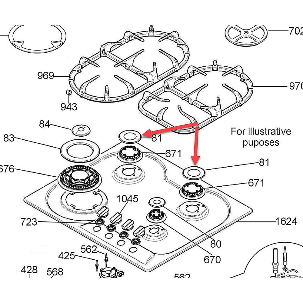 Part #504161, Bertazzoni Cover For Medium Burner