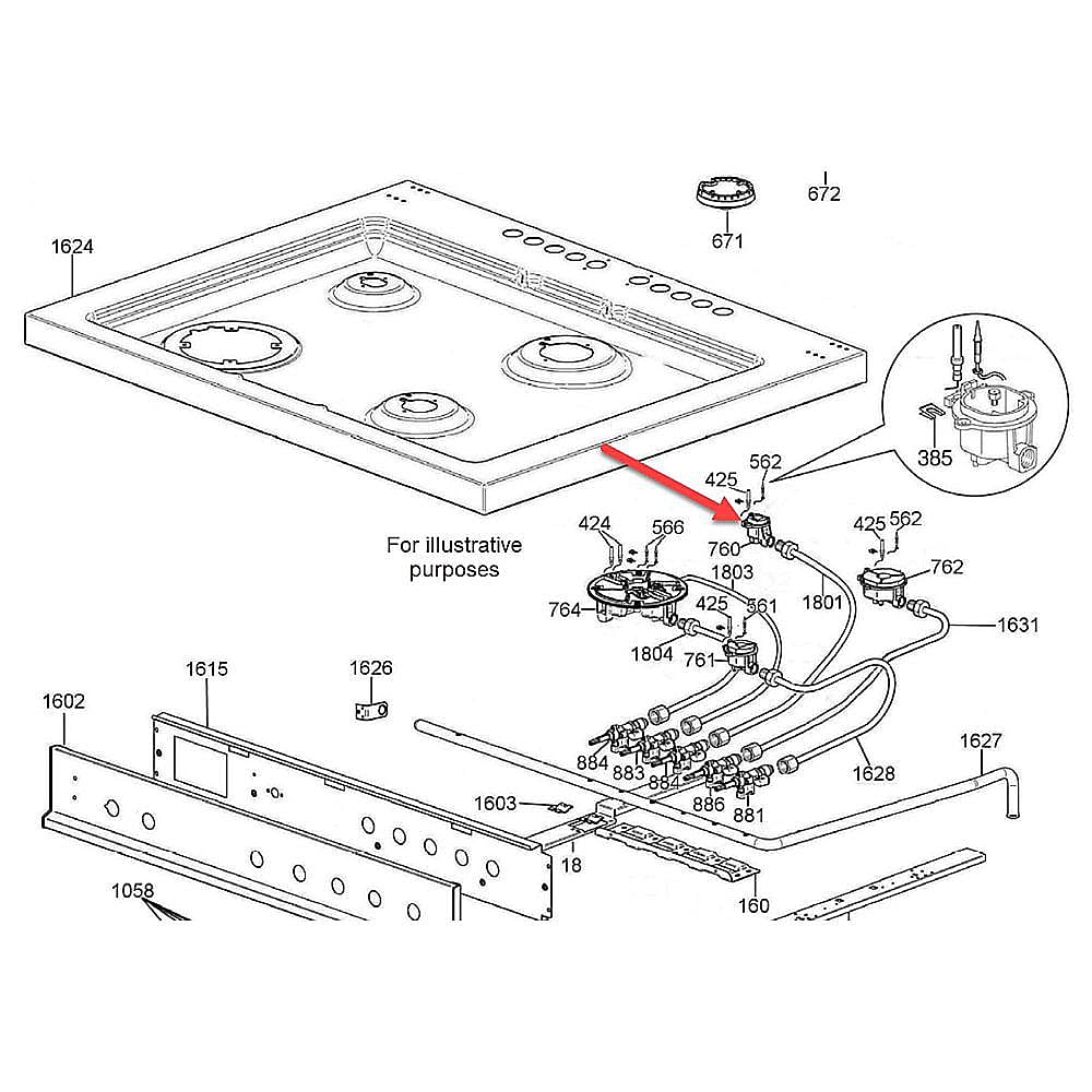 Part #510305, Bertazzoni Small Burner