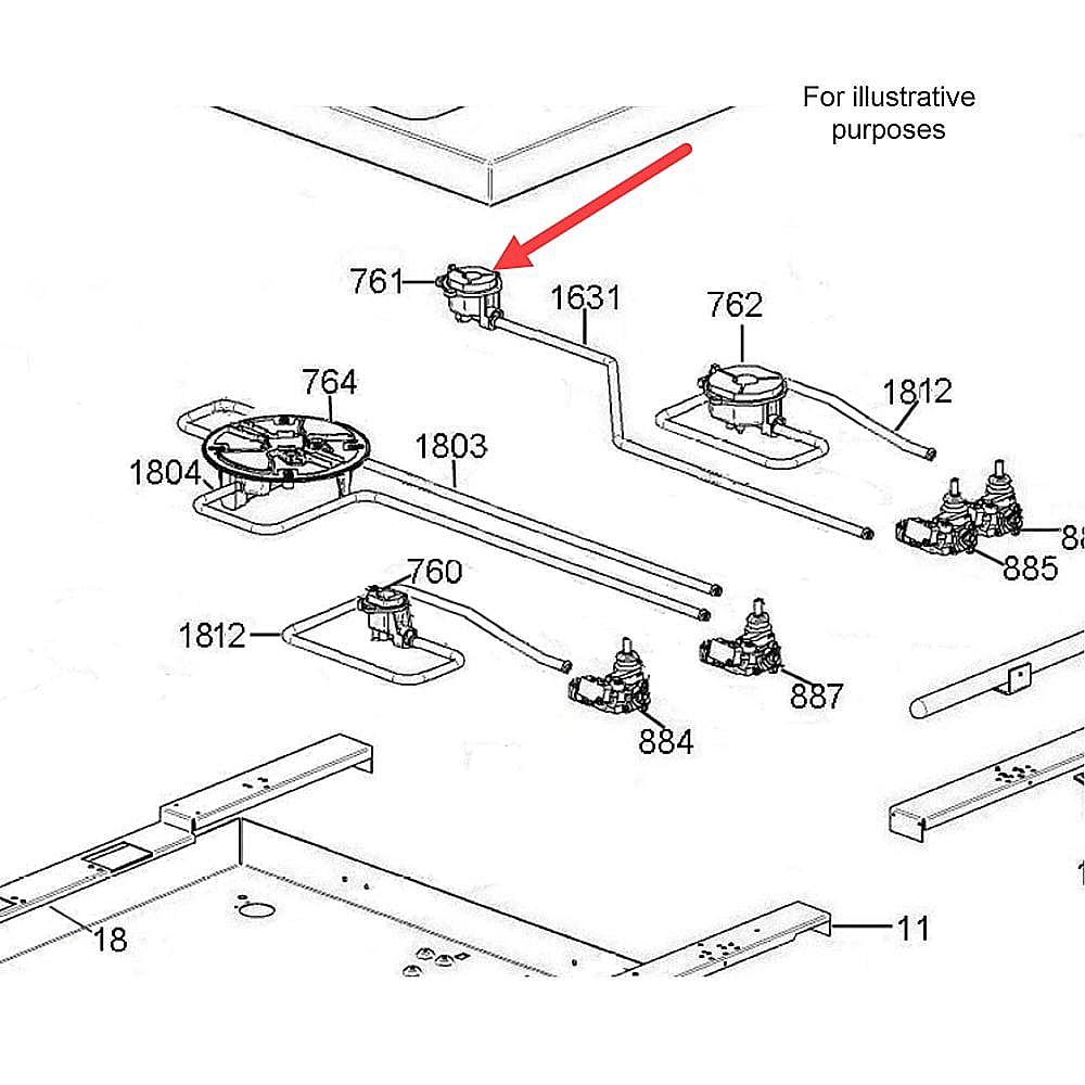 Part #510515, Bertazzoni Semi Rapid Burner