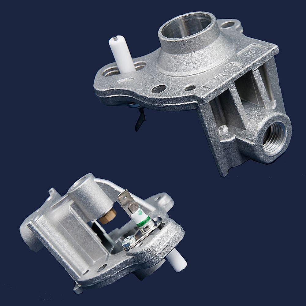 Part #wp74007961, Range Surface Burner Orifice Holder, Rear / 4.76 x 4.25 x 5.90
