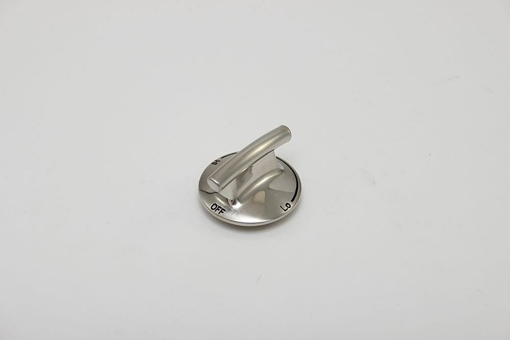 Part #wp74009554, Cooktop Burner Knob (Stainless) / 1.87 x 1.87 x 1.37