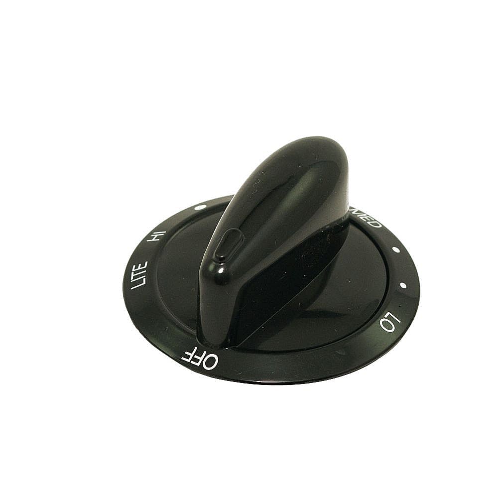 Part #wp74009773, Range Surface Burner Knob (Black) | 2.37 x 2.37 x 1.25