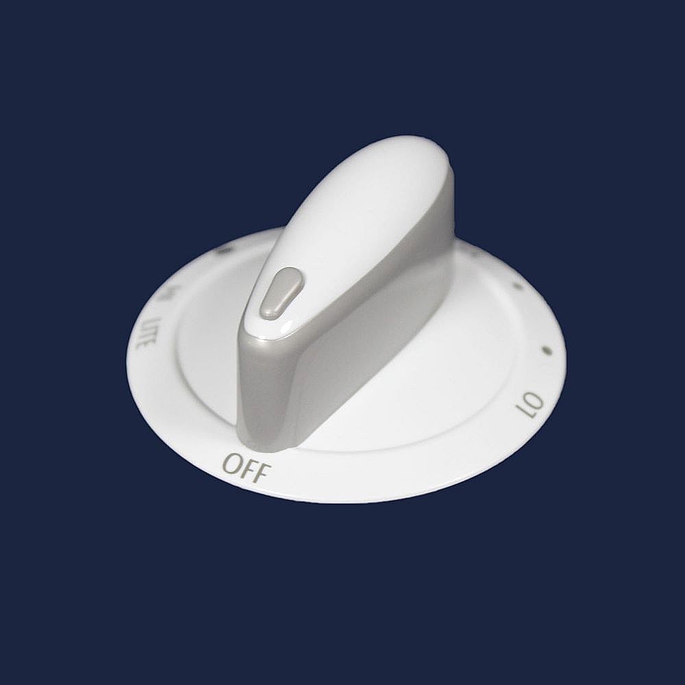 Part #wp74011276, Cooktop Burner Knob (White) / 2.37 x 2.37 x 1.25