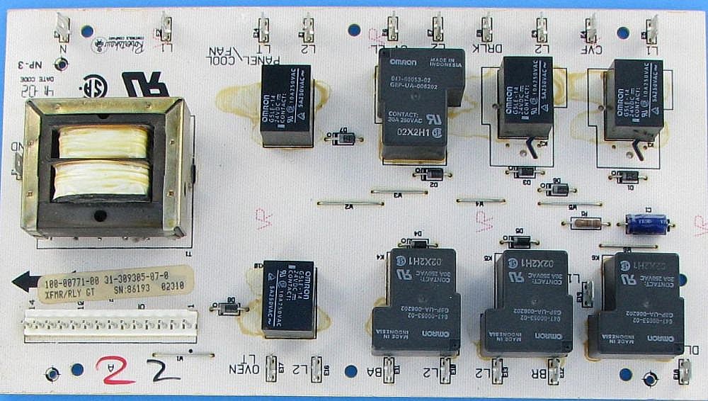 Part #wpy0309305R, Refurbished Range Oven Relay Control Board / 11.50 x 7.00 x 3.00