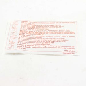 Panasonic Label,fuse F00338F00AP