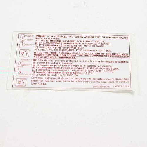 Part #f00339V30Ap, Panasonic Panasonic Label