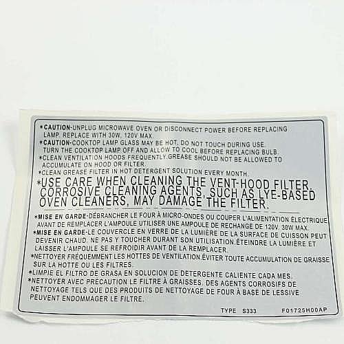 Part #f01725H00Ap, Panasonic Label