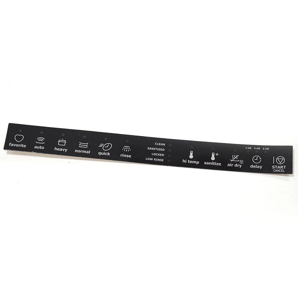 Part #154621403, Dishwasher Control Panel Overlay (Replaces 7154621403) / 8.00 x 0.80 x 0.10
