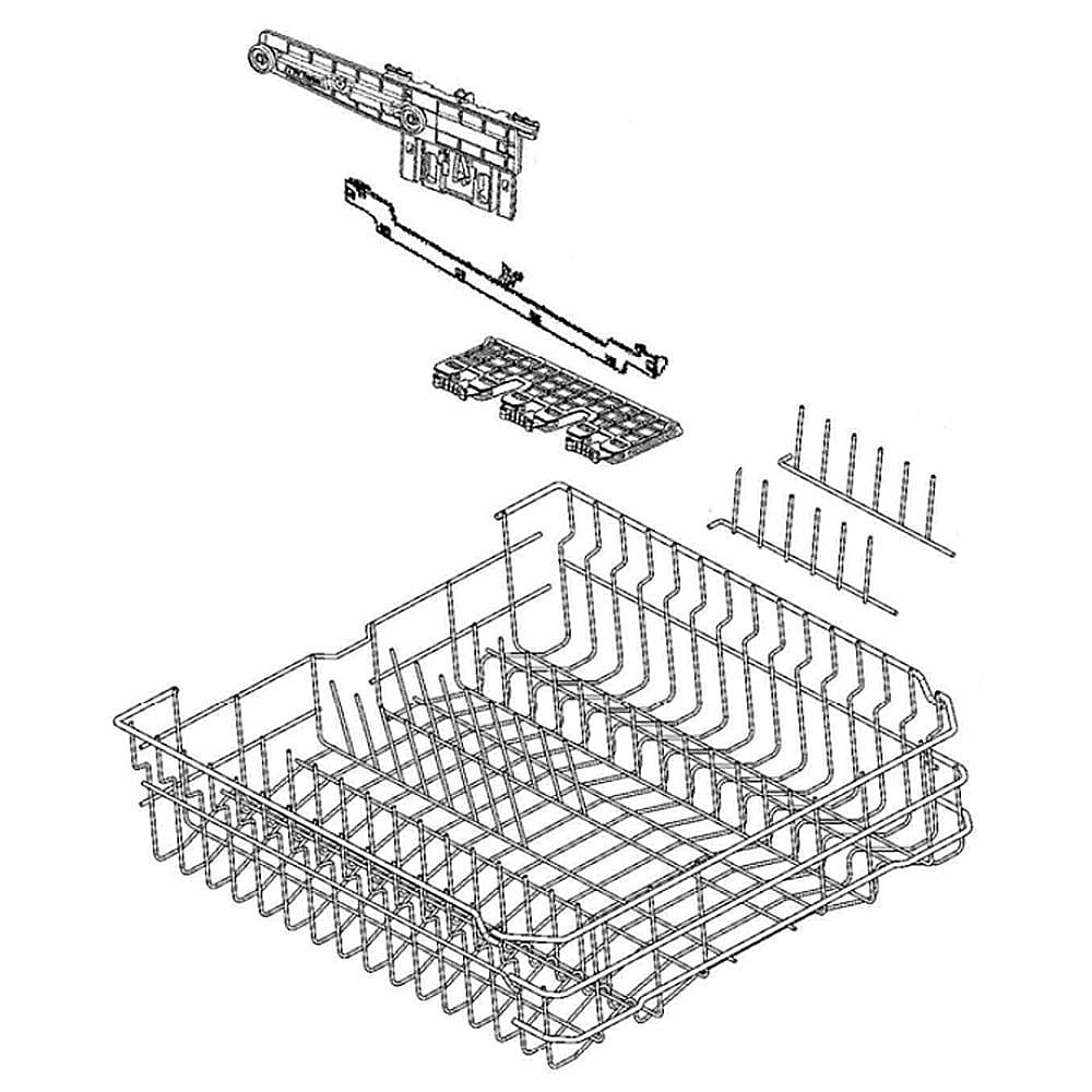 Part #405538442, Dishwasher Dishrack Assembly, Upper (Replaces 117492500, 117492510) / 22.00 x 20.50 x 6.25