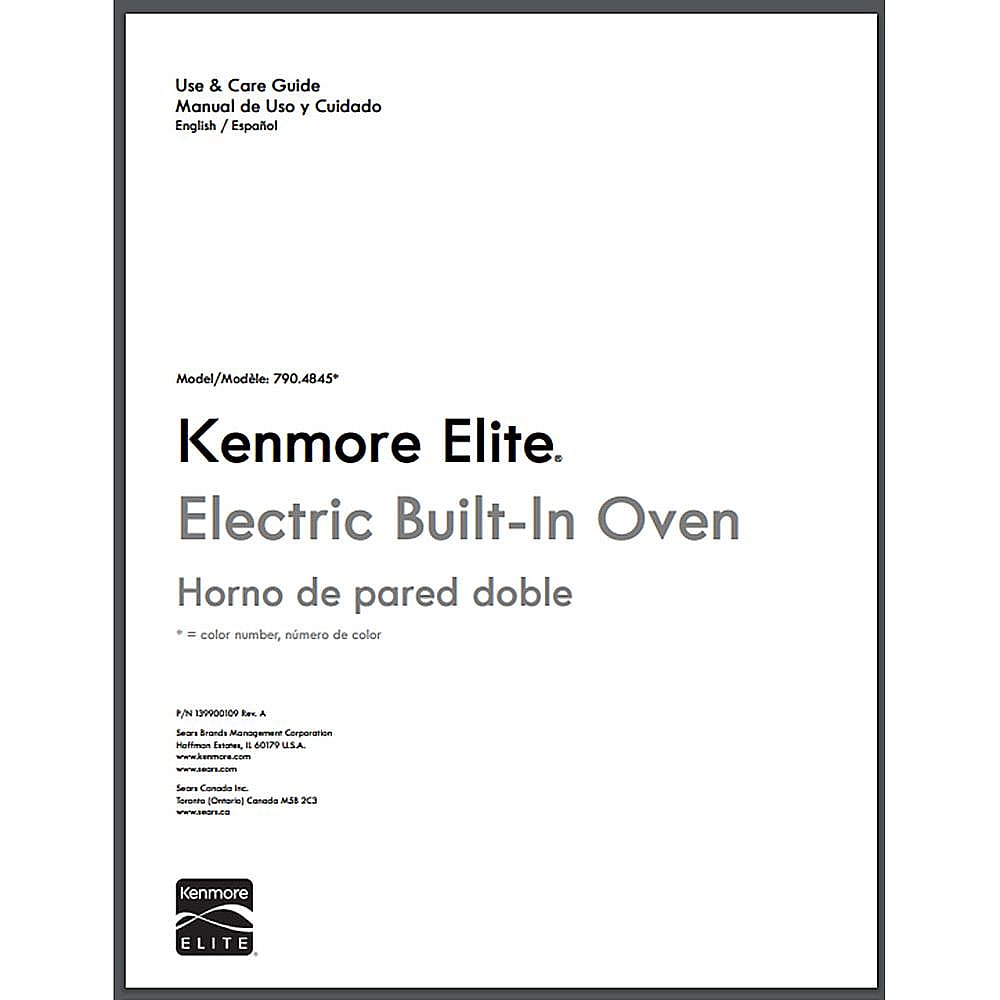 Part #139900109, Oven Use And Care Guide / 15.00 x 11.00 x 0.00
