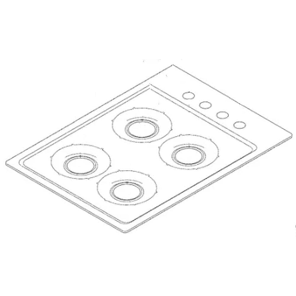 Kenmore Part #305593101, Cooktop Main Top (White) | 36.00 x 30.50 x 5.75