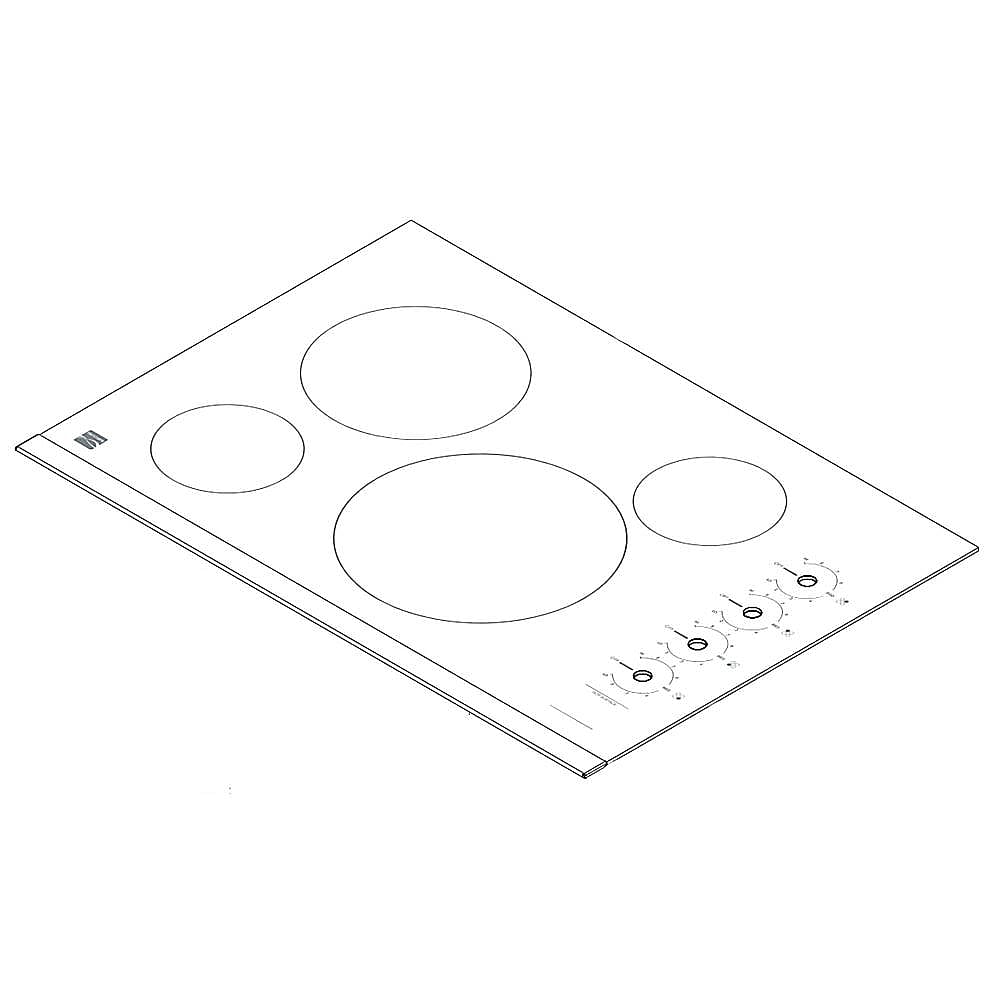 Part #305638928, Cooktop Main Top Assembly (White) | 35.80 x 26.40 x 6.20