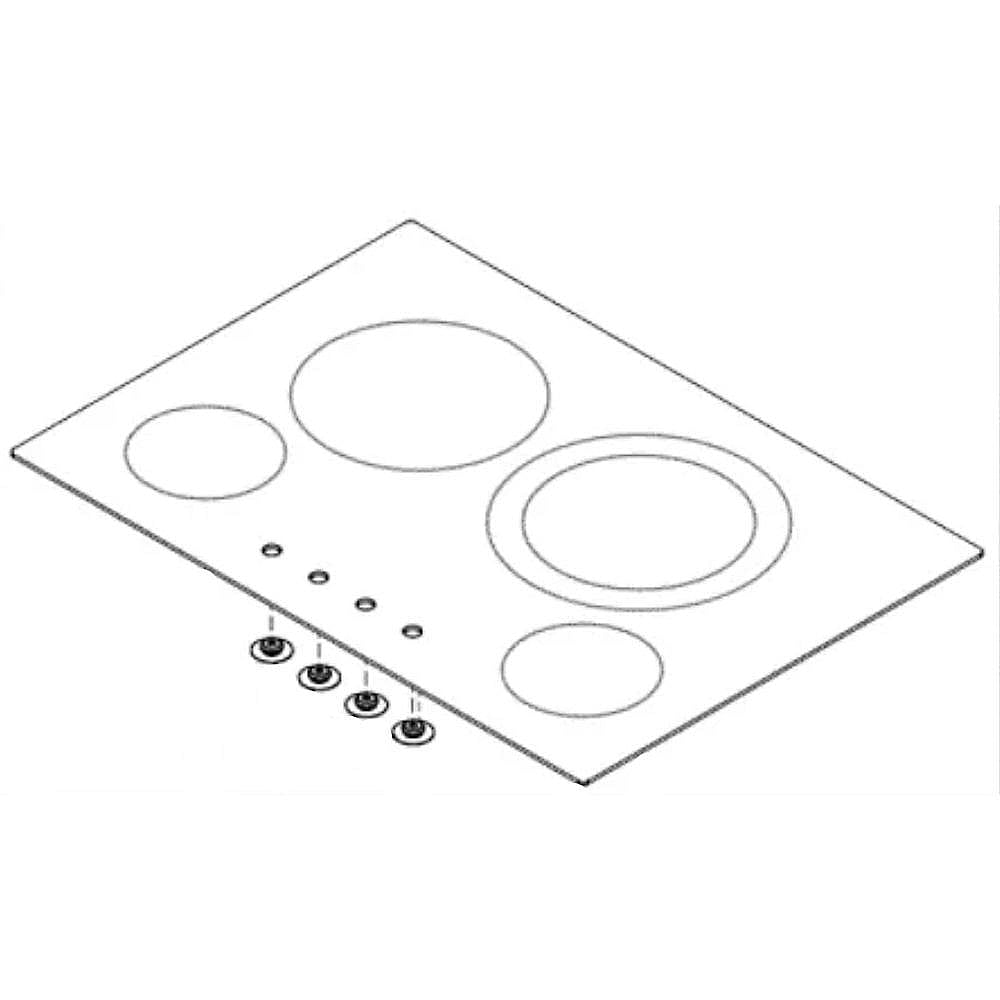 Part #305638976, Frigidaire Cooktop Main Top Assembly, Black And Stainless / 33.90 x 26.00 x 7.20