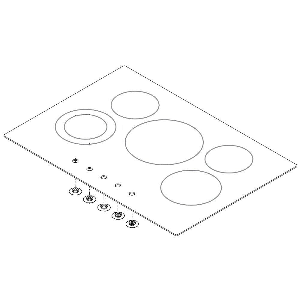 Part #305638978, Cooktop Main Top Assembly (Black And Stainless) (Replaces 305638977, 5304530048) / 34.10 x 25.90 x 7.10