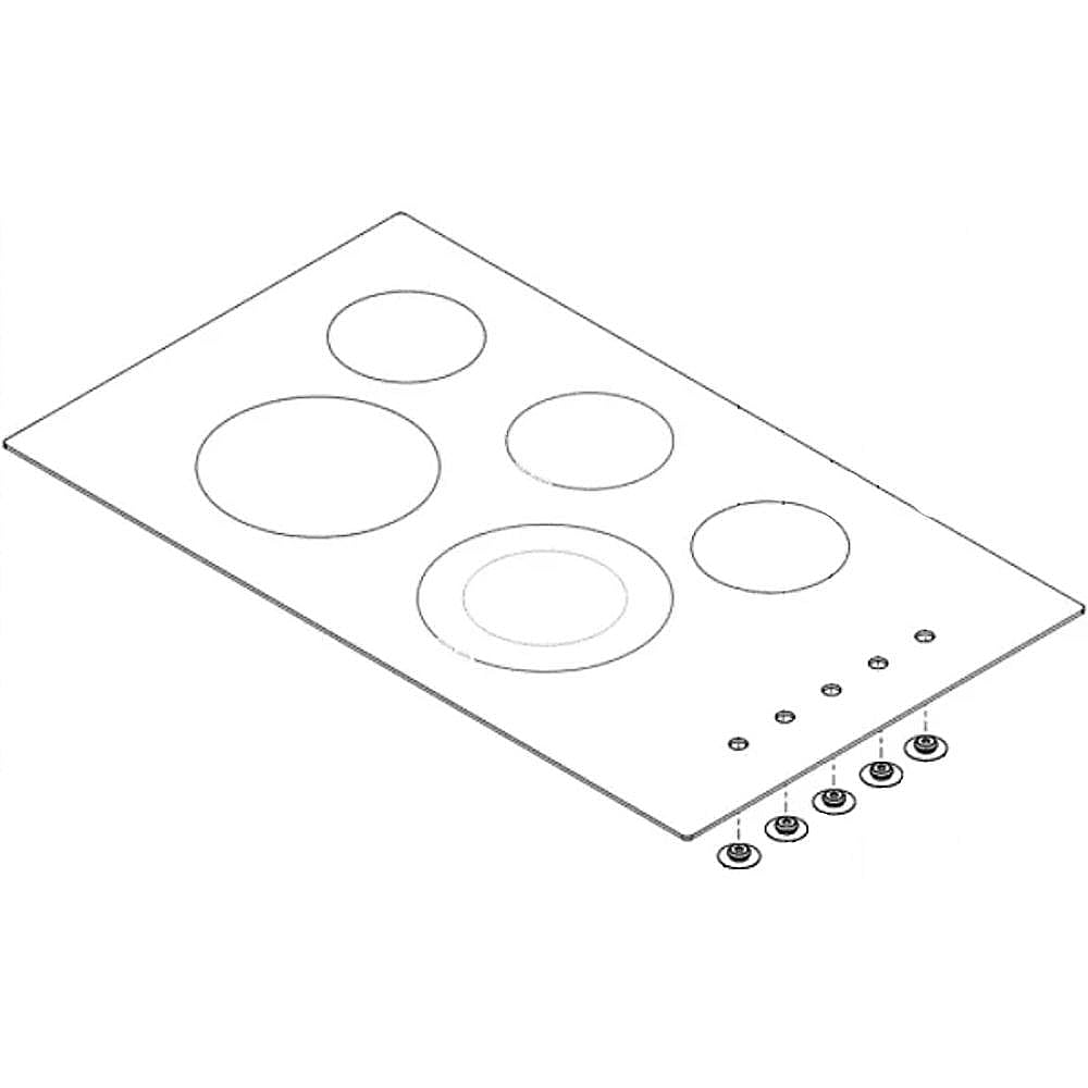 Part #305638985, Cooktop Main Top Assembly (Black) (Replaces 5304530054) / 40.00 x 26.00 x 7.00