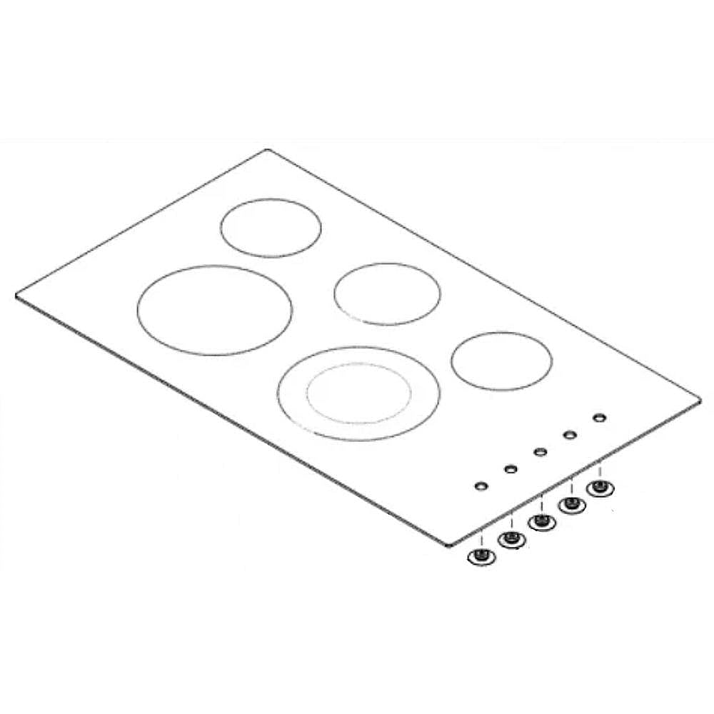 Part #305638986, Cooktop Main Top Assembly (Black) (Replaces 5304530055) / 40.00 x 26.00 x 8.20