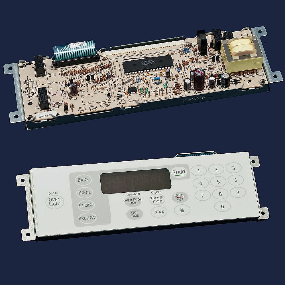 Photo of Range Oven Control Board and Overlay (White) from Repair Parts Direct