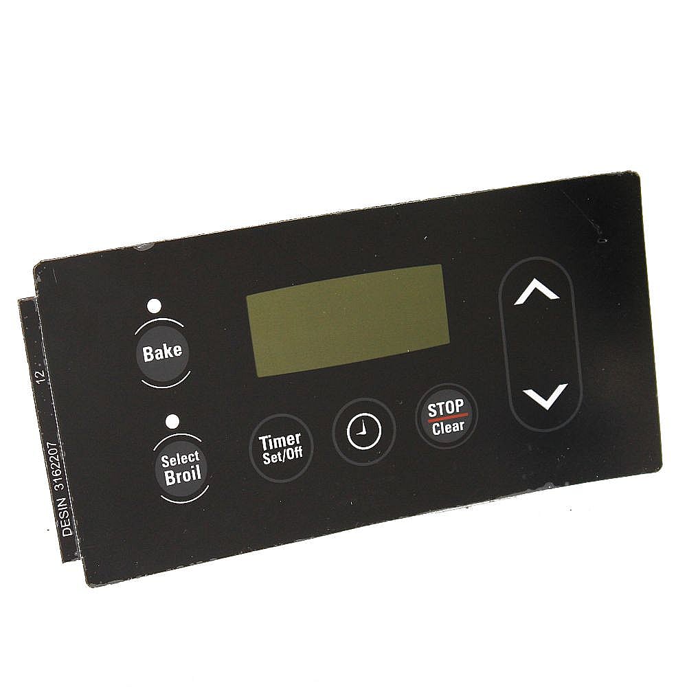 Part #316220729, Range Oven Control Overlay (Black) (Replaces 316220701) / 7.00 x 3.30 x 0.70