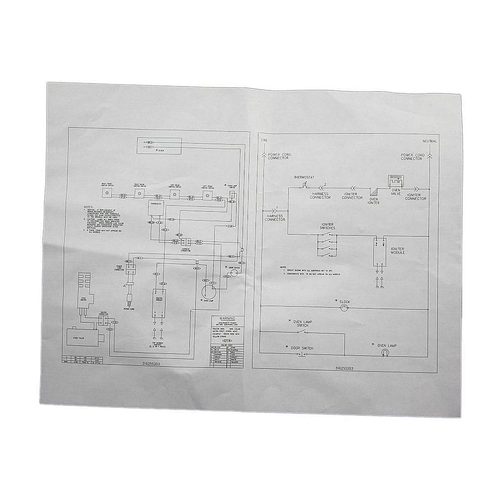 Kenmore Part #316255203, Range Technical Data Sheet | 15.00 x 11.00 x 0.00