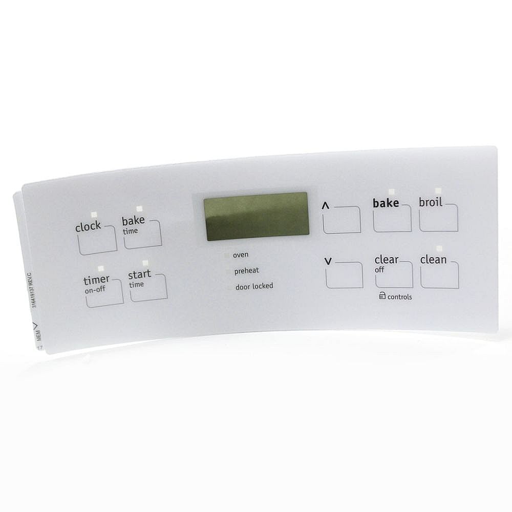 Part #316419137, Range Oven Control Overlay (White) (Replaces 316352024, 316419104, 316419110, 316419111, 316419138, / 10.00 x 9.30 x 1.20