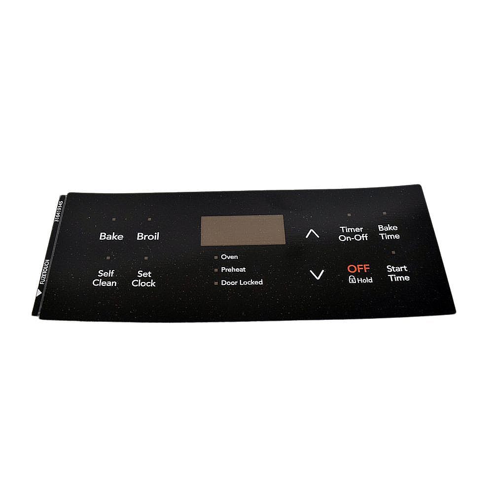 Part #316419145, Range Oven Control Overlay (Black) / 9.80 x 7.85 x 0.40