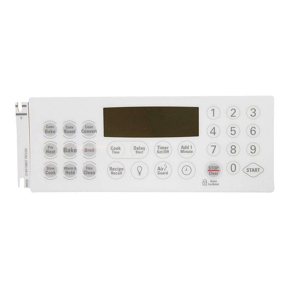Part #316419807, Range Oven Control Overlay / 9.65 x 3.70 x 0.10