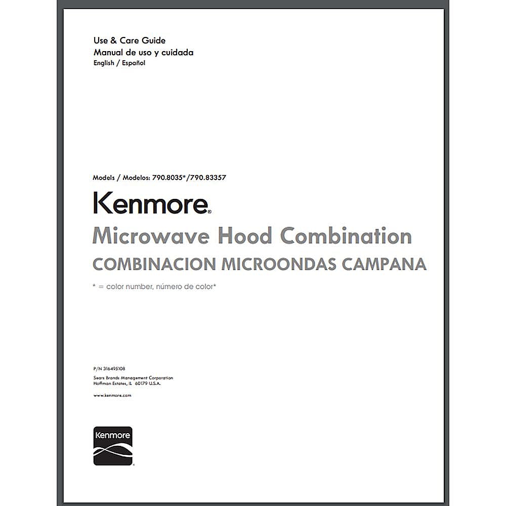 Part #316495108, Microwave Owners Manual / 15.00 x 11.00 x 0.00