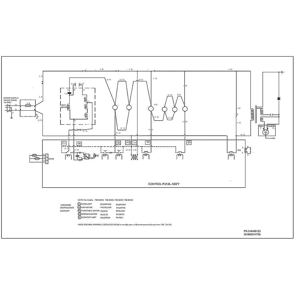 Part #316495123, Microwave Wiring Diagram / 15.00 x 11.00 x 0.00