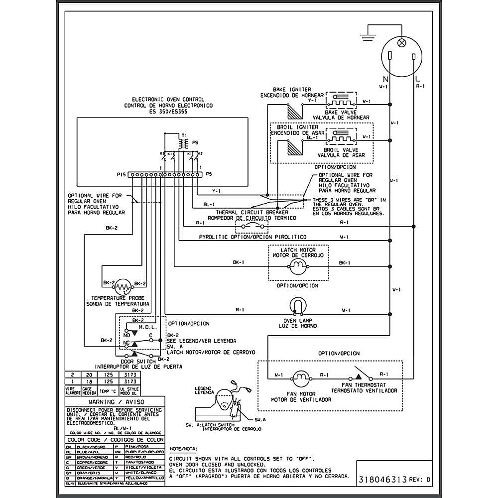 Kenmore Part #318046313, Wiring Diagram | 15.00 x 11.00 x 0.00