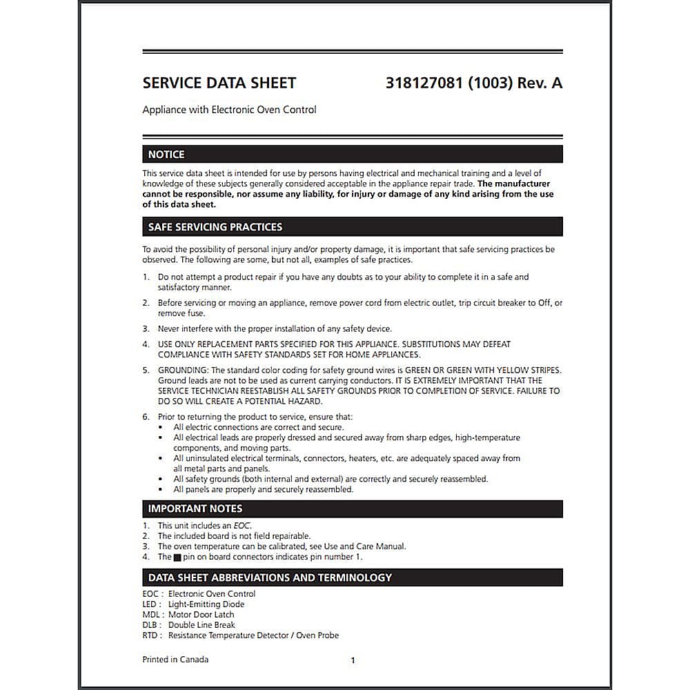 Range Technical Data Sheet